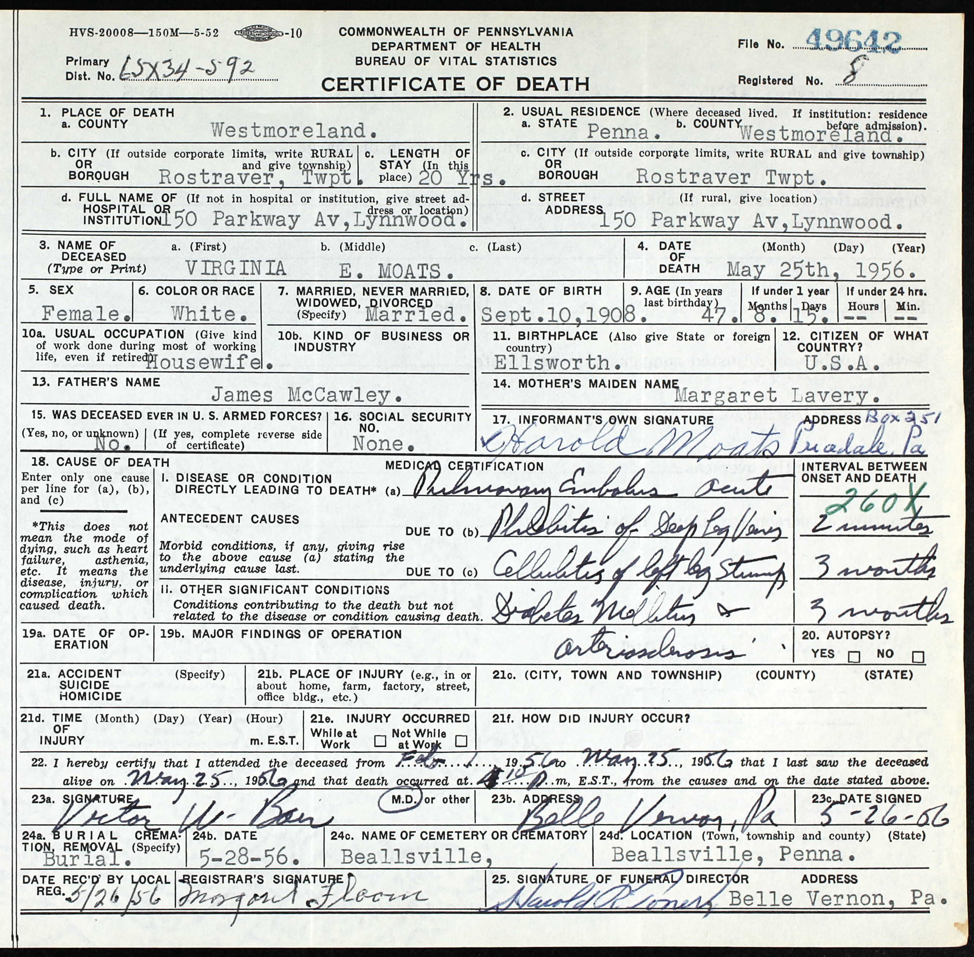 death certificate